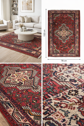 Alfombra de lana 122x78 cm | Hecha a mano |