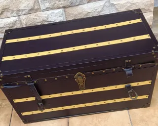 Baúl Vintage Cofre Decorativo Negro y Dorado