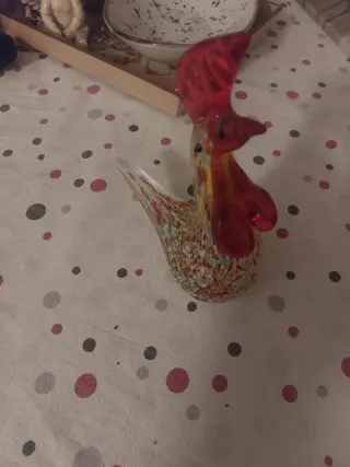 Figura Gallo Cristal Murano Multicolor