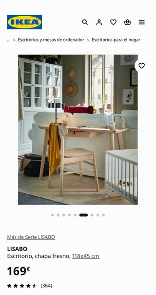 Escritorio LISABO madera fresno IKEA