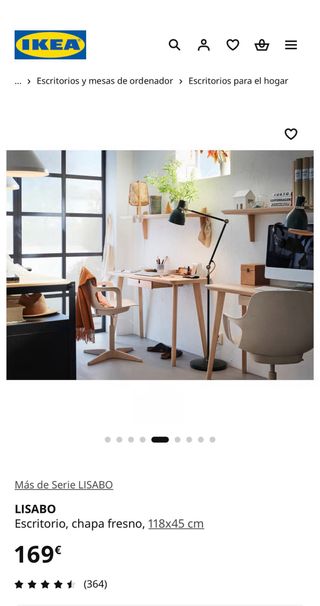 Escritorio LISABO madera fresno IKEA
