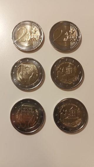 Lote 6 monedas 2 euros conmemorativas