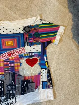 Camiseta Vintage I Love You Multicolor