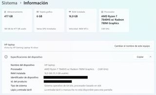 Portátil Gaming HP Victus 16 AMD Ryzen 7 RTX 4050