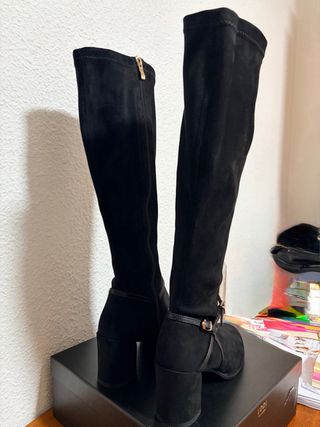 Botas altas gamuza LODI negras mujer