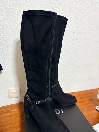 Botas altas gamuza LODI negras mujer