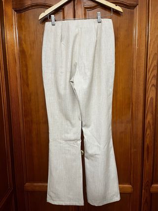 Pantalón vestir raya media beige
