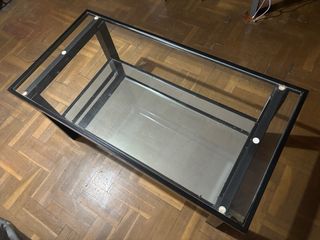 Mesa centro cristal elevable metal negro