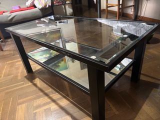 Mesa centro cristal elevable metal negro