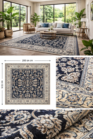 Alfombra azul 200x200 cm | Grande, elegante