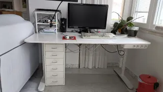 Mesa de trabajo regulable en altura Ikea blanca