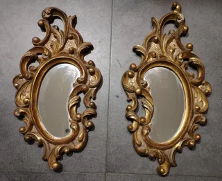 Set 2 Espejos Cornucopia Dorados