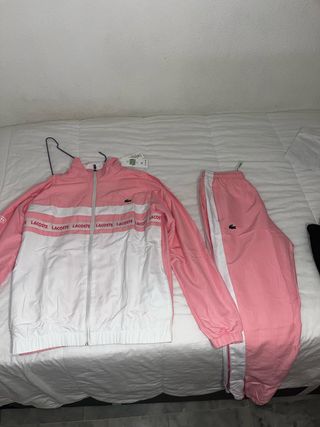 Conjunto Deportivo Lacoste Rosa y Blanco Talla L