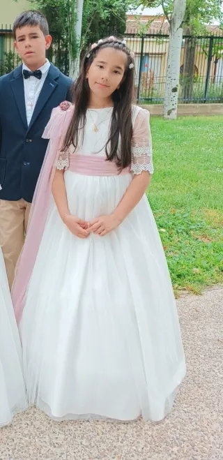 Vestido de Comunión Boutique Royo Blanco/Rosa