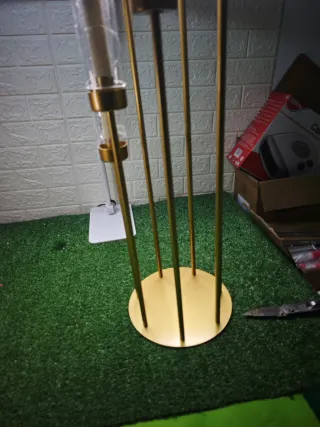 Candelabro 7 bracci dorato in cristallo e metallo