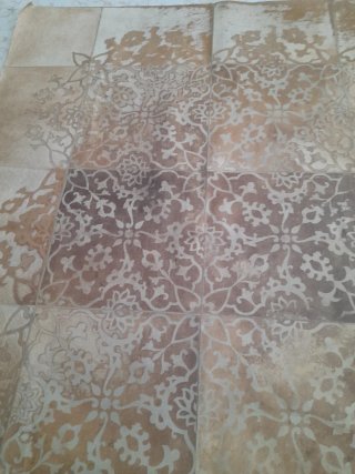 Alfombra de cuero patchwork beige y marrón