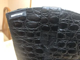 Botas Mustang Mujer Negras Piel Cocodrilo