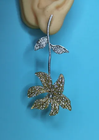 Pendientes Flor Acero Inox y Zirkonitas