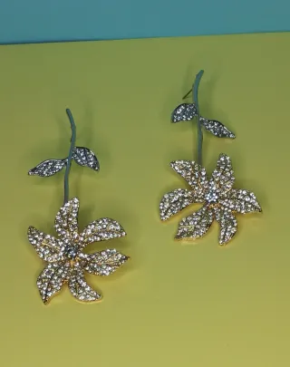 Pendientes Flor Acero Inox y Zirkonitas