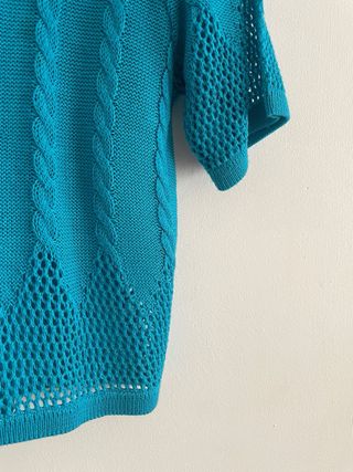 Jersey punto calado trenzado manga corta
