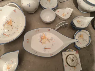 Set Vajilla Porcelana Francesa Náutica Vintage