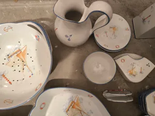 Set Vajilla Porcelana Francesa Náutica Vintage