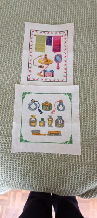 Cuadros bordados tela para enmarcar, están forrado