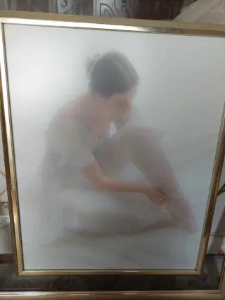 2 cuadros enmarcados en cristal y metal