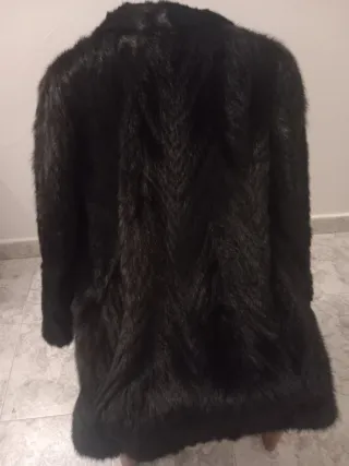 Abrigo Piel Vintage Negro Talla L