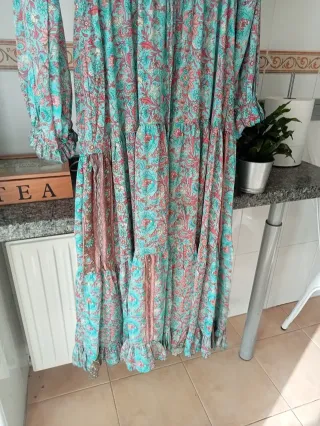 Vestido largo estampado seda talla única