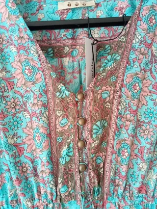 Vestido largo estampado seda talla única