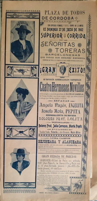 Cartel Toros Córdoba 1902 Señoritas Toreras