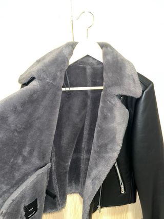 Chaqueta Mango efecto piel forrada con pelo NUEVA