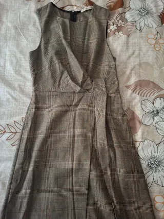 Vestido Mango Talla S Cuadros Marrón