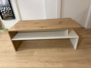 Mesa centro moderna madera y blanco