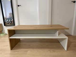 Mesa centro moderna madera y blanco