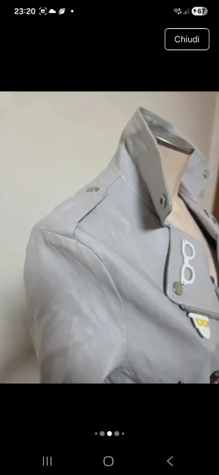 Giacca Biker Ecopelle Grigio Taglia L