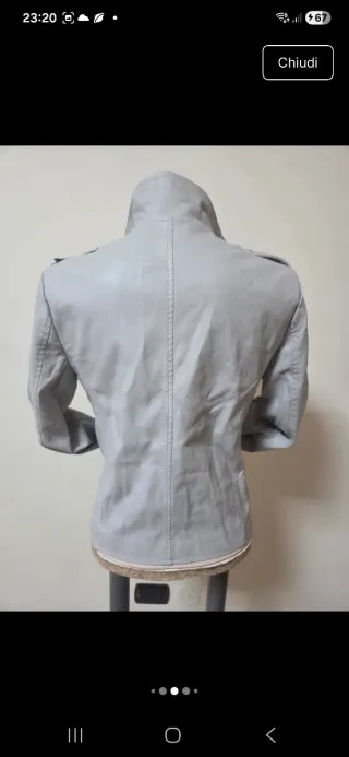 Giacca Biker Ecopelle Grigio Taglia L