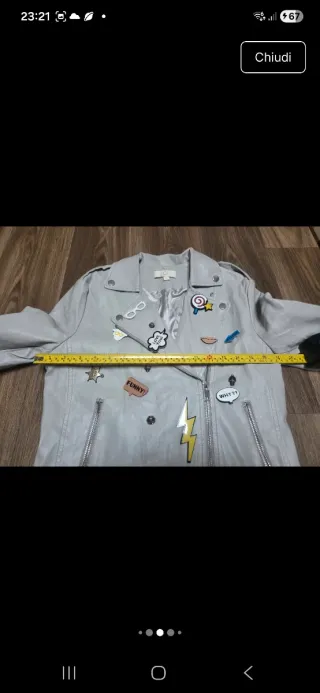 Giacca Biker Ecopelle Grigio Taglia L