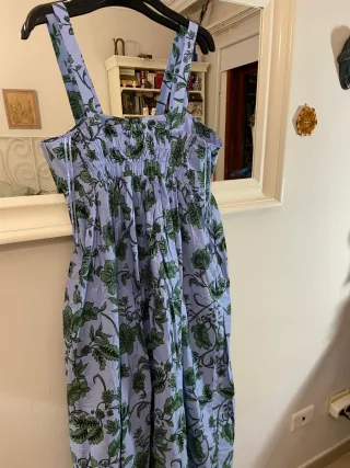Vestido largo floral azul y verde Talla L