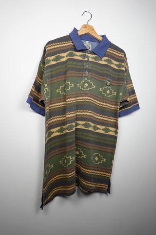 Camisa Polo Vintage 90s Aztec Oversize XL