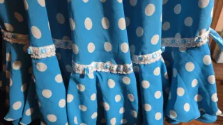 Oferta 2 x1 Traje de flamenca azul  lunares blanco