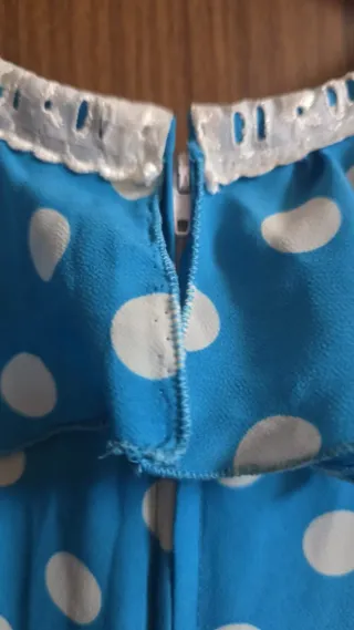 Oferta 2 x1 Traje de flamenca azul  lunares blanco