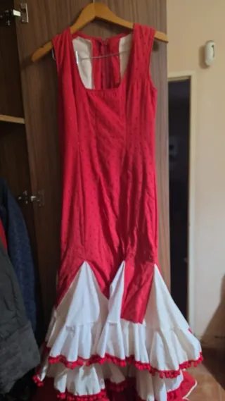 Oferta 2x1 Traje de flamenca rojo y blanco, de art