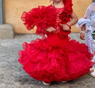 Traje Flamenco Niña Rojo