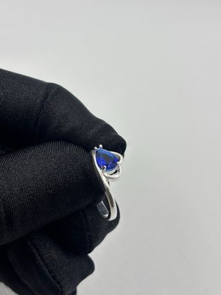 Anillo Plata 925 Corazón Azul