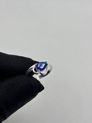 Anillo Plata 925 Corazón Azul