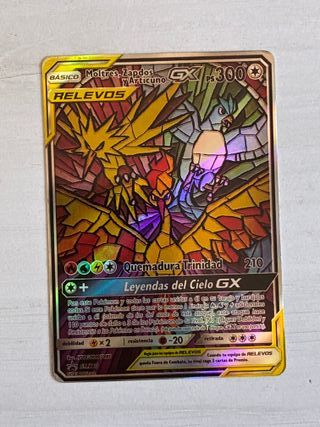 Carta Pokémon Moltres, Zapdos y Articuno GX