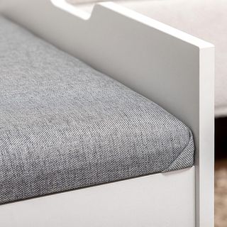 Toallero de dormitorio con espejo y taburete a juego, estación de maquillaje con compartimento oculto y cajón de madera, blanco