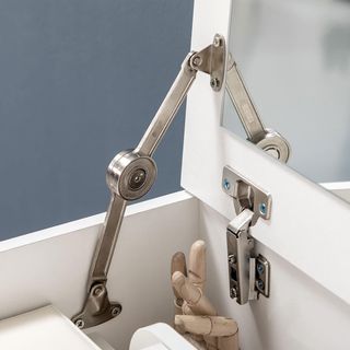 Toallero de dormitorio con espejo y taburete a juego, estación de maquillaje con compartimento oculto y cajón de madera, blanco